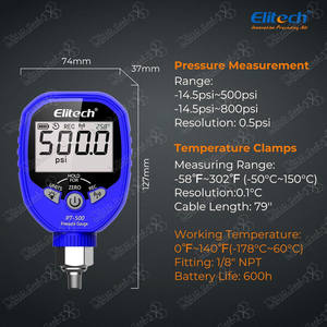 Elitech PT-500 & PT-800 <span class=keywords><strong>Wireless</strong></span> HVAC Digital <span class=keywords><strong>Manifold</strong></span> Gauge Set Com Clipe De Temperatura Removível - Product Image 3