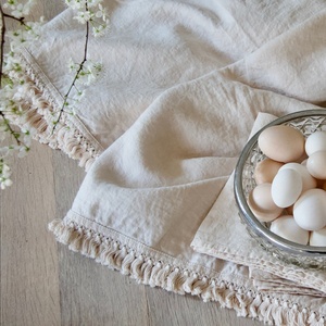 Tassel Edge Linen <b>Tablecloth</b> for Wedding Home Use Cloth Table Linen Cotton 100% Luxury Flax for Hotel Using Custom Size - Product Image 1