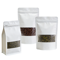 Sachet à fond plat avec fenêtre transparente, imprimé sur mesure, fermeture éclair, PET/AL/PE, qualité alimentaire, pour thé, noix, aliments secs
