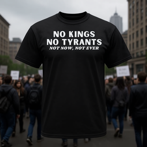 Camiseta No Kings No Tyrants Not Now Not Ever, camiseta promocional negra para hombre - Product Image 3