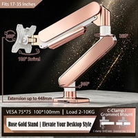 Sance Nouveau Bras de Moniteur Réglable en Alliage d'Aluminium avec Ressort à Gaz, 17-35 Pouces, 2-10 kg, Support VESA, Inclinaison et Rotation à 90 Degrés, Fixation par Pince de Bureau ou Tringle