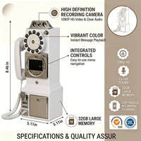 Cabine téléphonique antique avec livre d'or audio/vidéo, mémoire 32 Go, photomaton portable pour mariage