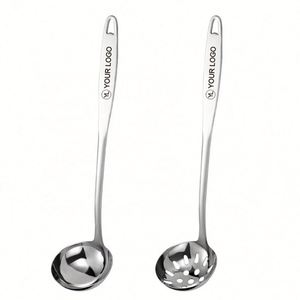 Cucharas ranuradas de acero inoxidable 304 premium con LOGO grabado personalizado, gran capacidad de cuenco, mango largo, aptas para lavavajillas, resistentes para sopa - Product Image 1