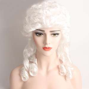 Peluca de Cosplay sintética para hombre, disfraz barroco rizado, color blanco, para el Día de Muertos - Product Image 6