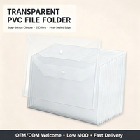 Porte-documents transparent en PVC A4 Kaplo, pochette de rangement pour documents imperméable avec bouton pression pour l'école et le bureau, fermeture à bouton