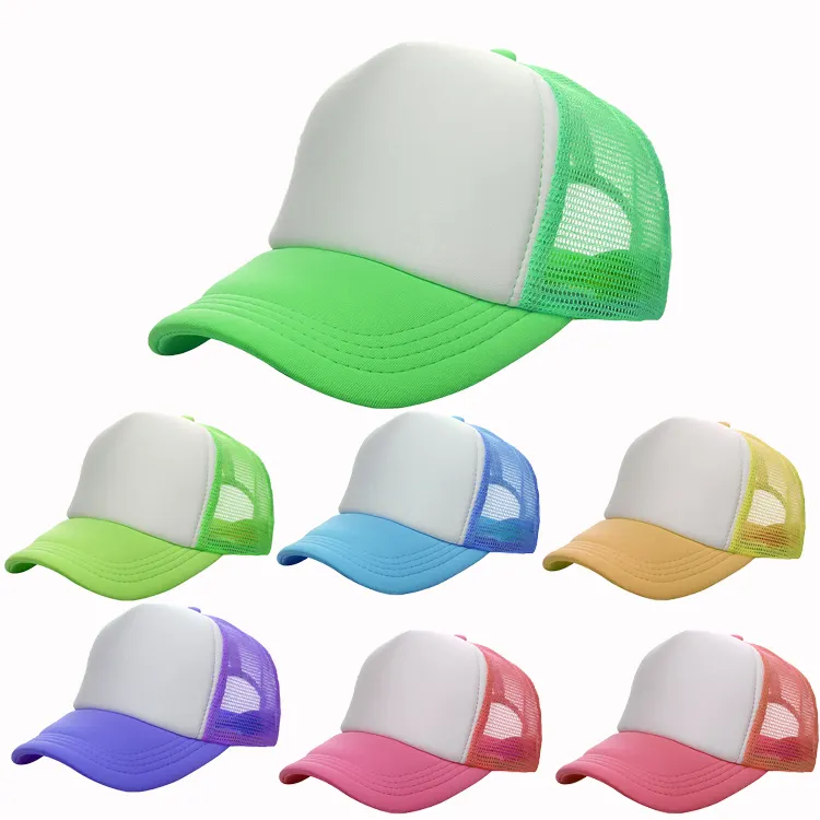 저렴한 Oem 사용자 정의 자수/인쇄 로고 5 패널 일반 짧은 빌 빈 거품 메쉬 트럭 모자 도매