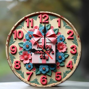 Living Room Wall Silent Wood Made Home Decor Round Wooden Wall <b>Clock</b> 25cm - Product Image 2