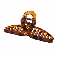 Pince à cheveux requin en plastique pour femme, motif léopard, style rétro, grande taille, extensible, avec pierres précieuses, accessoire pour queue de cheval