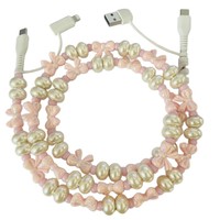 Nouveau câble de données PD 2 en 2 avec perles colorées et nœud papillon, cordon de charge rapide 4-en-1 Type C tressé pour téléphone portable et tablette