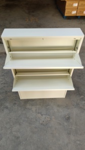 Armoire à chaussures étroite en acier à 3 portes avec portes anti-poussière rabattables pour salon, salle à manger, école ou entrée d'entrepôt - Product Image 5
