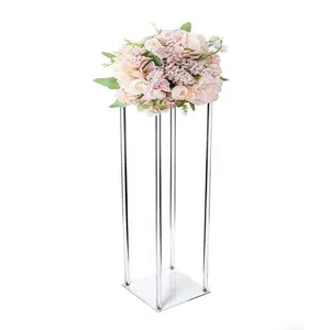 Fabrication personnalisée acrylique support carré de fleurs support colonne de pilier de mariage pour événement décoration de mariage cylindre de piédestal