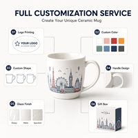 Mug en Porcelaine Fine Personnalisé avec Motifs de Lieux Symboles de Londres (Big Ben, London Eye, Tower Bridge) – Cadeau de Voyage Anti-Fuite