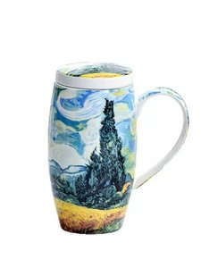 Grande tasse en céramique de 500 ml avec couvercle, tasse à café moderne pour le bureau et la maison, logo personnalisé disponible - Product Image 5