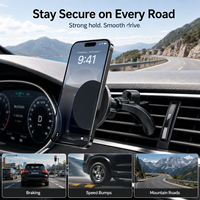 Support de téléphone magnétique pour voiture à dissipation thermique avec ventouse, pince stable à 3 griffes, rotation à 360 degrés, hauteur réglable