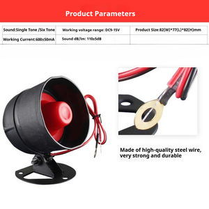 Grosir ES-38 <span class=keywords><strong>sirene</strong></span> Super <span class=keywords><strong>110</strong></span> <span class=keywords><strong>Db</strong></span> DC9-15V rumahan plastik elektronik Anti Maling bel kabel <span class=keywords><strong>Alarm</strong></span> tipe klakson tunggal enam nada - Product Image 5