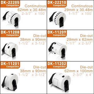 Pegatina térmica de papel, rollos de etiquetas de papel compatibles con dk22205, 62mm x 30,48 m, brother continuo, dk2205 - Product Image 2
