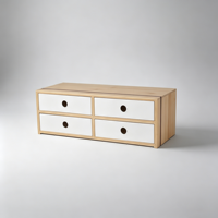 Organisateur de bureau à 4 tiroirs en bambou, armoire de rangement multifonctionnelle pour fournitures de bureau, organisation de cosmétiques et de maquillage