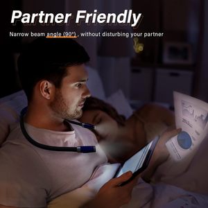 Vekkia Rechargeable LED <b>Neck</b> <b>Light</b> Flexible Arms 3 Brightness Levels For Reading In Bed Book <b>Light</b> - Product Image 2