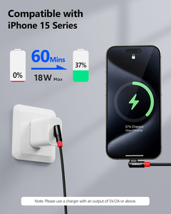 SUNGUY <b>Type</b> <b>C</b> 90 Degree 18W Fast Charging <b>Cables</b> USB <b>C</b> Data <b>Cable</b> Phone <b>Charger</b> de carga <b>cable</b> de carga for Mobile Phone Latop - Product Image 5
