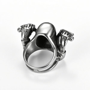 Anillo de hombre de acero inoxidable 316L, personalizado, al por mayor, antideslustre, estilo hip-hop, grueso, con calavera, para motociclistas - Product Image 2
