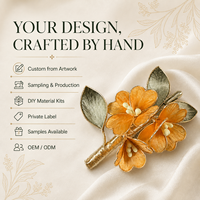 Bros Hiasan Kepala Bunga Sutra Osmanthus Oranye Buatan Tangan untuk Anak & Dewasa, Terbuat dari Benang Sutra Mulberry dengan Detail Filigree, Merek BOYEE