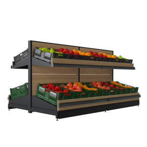 Étagère de présentation de légumes en métal double face haute capacité pour supermarché - Durable et autoportante - Product Image 2