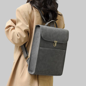 Unisex Luxury PU Waterproof <b>Laptop</b> <b>Backpack</b> USB Port Anti-Theft Feature Geometric Pattern Zipper Closure Arcuate Shoulder Strap - Product Image 3