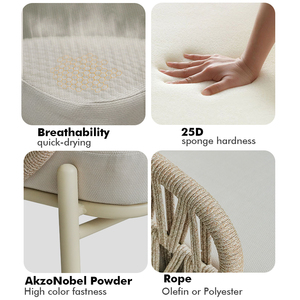 现代酒店式户外沙发套装，带绳索和铝制框架，防水、环保、耐用 - Product Image 5