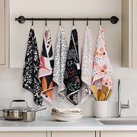 Serviettes de cuisine en microfibre recyclée à motif gaufré, imprimées de fleurs, séchage rapide, durables, avec boucle de suspension, cadeau pour la maison