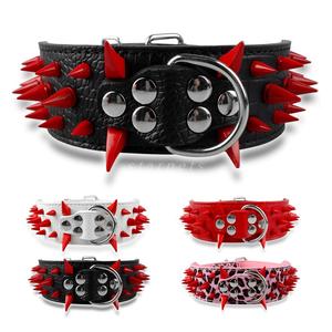 High Quality Adjustable PU Leather <strong>Dog</strong> <strong>Collar</strong> Sharp <strong>Spiked</strong> Studded Rivet Durable Bully Print Pattern for Big <strong>Dogs</strong> - Product Image 4