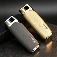 Briquet à gaz moderne BD418 coupe-vent en métal avec flamme rouge pour cadeaux d'affaires en gros