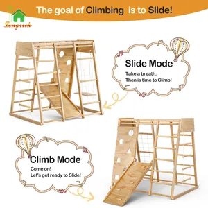 Kletterfelsen-Kinder-Hochstiegsrahmen aus Holz 8-in-1 Kletterspielzeug Kinder mit Rutsche für Kleinkinder