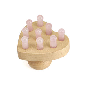 Herramienta de Masaje Gua Sha de Madera Mushang con Piedra de Jade, Peine de Acupresión, Masajeador de Cuero Cabelludo con Dientes, Certificado CE, Logotipo Personalizado - Product Image 3