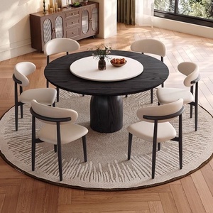 Juego de Mesa de <span class=keywords><strong>Comedor</strong></span> Redonda de Madera Maciza Estilo Retro Francés con Lazy Susan <span class=keywords><strong>Extensible</strong></span> y <span class=keywords><strong>4</strong></span> <span class=keywords><strong>Sillas</strong></span>, Diseño Elegante para Apartamentos Pequeños y Villas - Product Image 6
