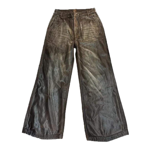 Jeans de Pierna Ancha Personalizables 100% Algodón para Hombre, Ropa de Moda Masculina Transpirable de Alta Calidad, Pantalones Vaqueros de Pierna Ancha - Product Image 1