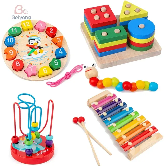 Montessori bé bằng gỗ Đồ chơi thiết lập | phát triển trò chơi & câu đố cho bé trai và bé gái | giáo dục học tập đồ chơi (5-6 cái)