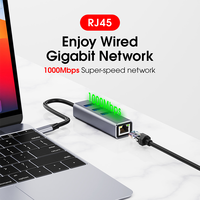 Hub USB C 4 en 1, Adaptador Multipuerto USB 3.0 de 5 Gbps con Puerto Ethernet Gigabit RJ45, Base de Conexión para Laptop y PC