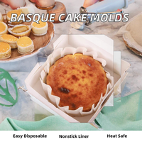 Hengsu HS-BSQ4 Moules à gâteau Basque de 4 pouces, non pliables, avec doublures en papier sulfurisé antiadhésives, de qualité alimentaire, résistantes à la chaleur, jetables