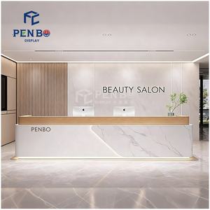Mostrador de Recepción Largo para Salón de Belleza, Gimnasio, Centro de Fitness, Clínica, Personalizado de Fábrica, Moderno, de Mármol - Product Image 4