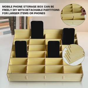 48 Grid <strong>Wooden</strong> Desktop <strong>Storage</strong> <strong>Box</strong> Mobile Phone Management <strong>Storage</strong> <strong>Box</strong> - Product Image 3