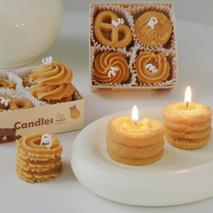 4 pièces ensemble biscuits <span class=keywords><strong>Biscuit</strong></span> bougies d'aromathérapie avec boîte-cadeau simulation à la main bougies alimentaires ornements parfumés décoration de la maison - Product Image 5