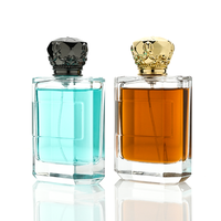 Flacon de parfum en verre 100 ml, modèle 2026, le plus vendu, avec plaque métallique, bouchon couronne et boîte design