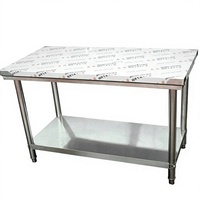 Table de préparation professionnelle en acier inoxydable avec étagère inférieure ouverte pour restaurant, hôtel, vente en gros