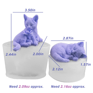 Moule à bougie en silicone 3D en forme de chat, styles de chatons mignons, pour la fabrication artisanale de bougies, de savons, d'aromathérapie, de gypse et de résine époxy - Product Image 2