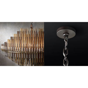 Lustre Art Déco de Luxe, Tiges en Verre, Forme de Broche, Fer, Laiton, Grand Luminaire Décoratif Surdimensionné, Lustre Rond Emil - Product Image 6