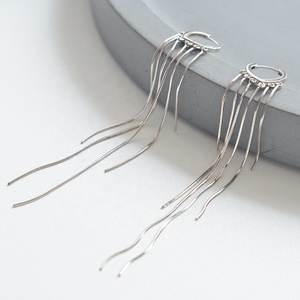 Orecchini a cerchio romantici Wuqie orecchini a goccia con nappa a catena lunga a forma di cuore in argento Sterling 925 per donna - Product Image 6
