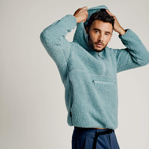 OEM personalizado súper cómodo cálido media cremallera diseño hombres <span class=keywords><strong>viento</strong></span> en contra Sherpa Sudadera con capucha para hombres invierno Sherpa polar Sudadera con bolsillo - Product Image 2