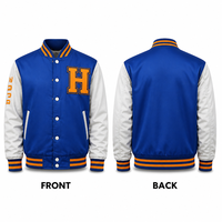Blouson universitaire personnalisé unisexe à double boutonnage, patchwork, en tissu effet peau de mouton, avec lettres brodées et imprimées, style Letterman, coupe-vent et décontracté