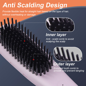 Brosse lissante électrique HT-130, peigne lissant, chauffe rapidement, outil de coiffage pour un usage quotidien - Product Image 4