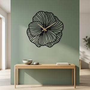 Minimalist Metal Wall Clock Abstract Flower Design Quartz Analog Silent Living Room Decor Hanging Clock - Product Image 2
